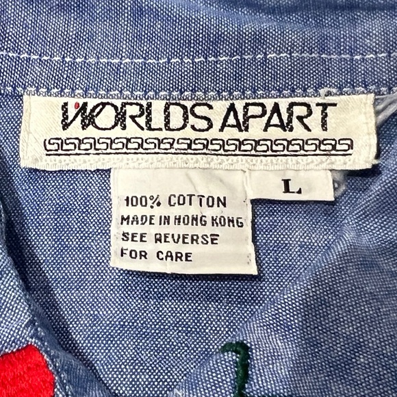 Chili Peppers VTG 1980s Womens Blue Denim Button Up Long Sleeve Shirt - Picture 4 of 4